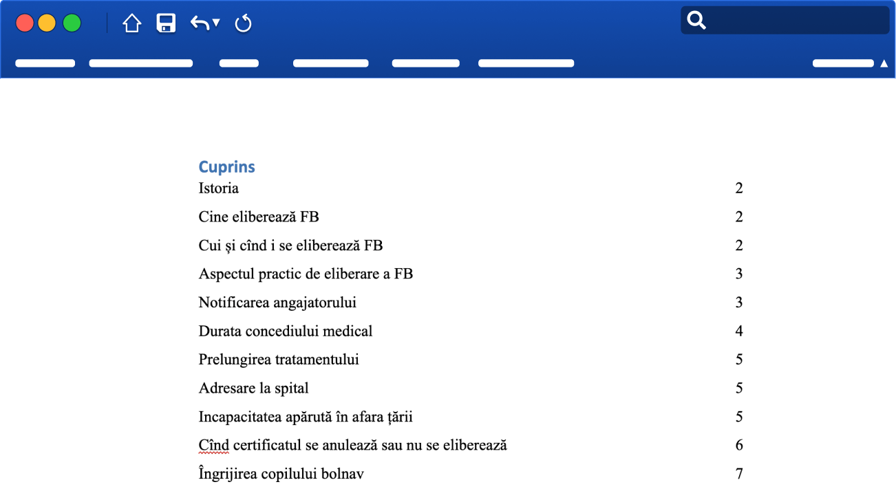 Forma buletinului medical